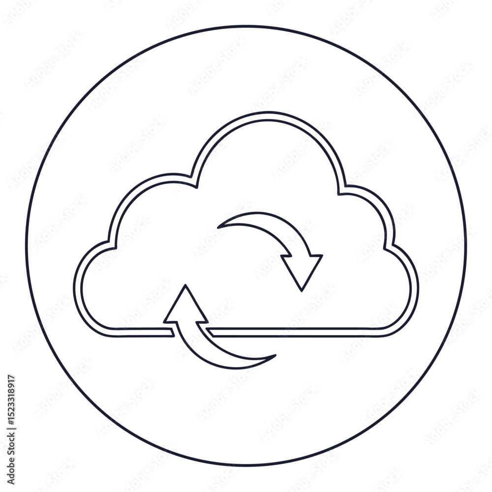 Poster cloud icon illustrating data synchronization and cloud computing technology concepts