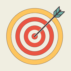 Colorful target symbolized by a bullseye with an arrow hitting the center spot