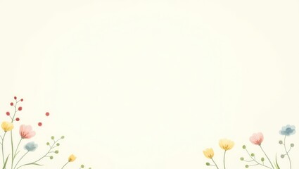 Delicate floral border design on a light cream background.