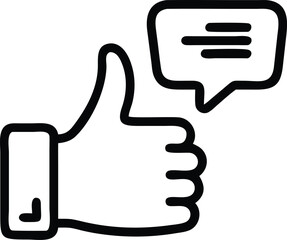 Obraz premium Feedback line icon design featuring thumbs up and message vector silhouette