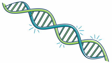 Cartoon DNA strand with blue light effects green and blue colors