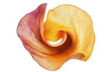 Detailed close-up view of a flower petal isolated on tranparent background.