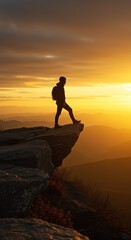 silhouette of a man running on the beach at sunset