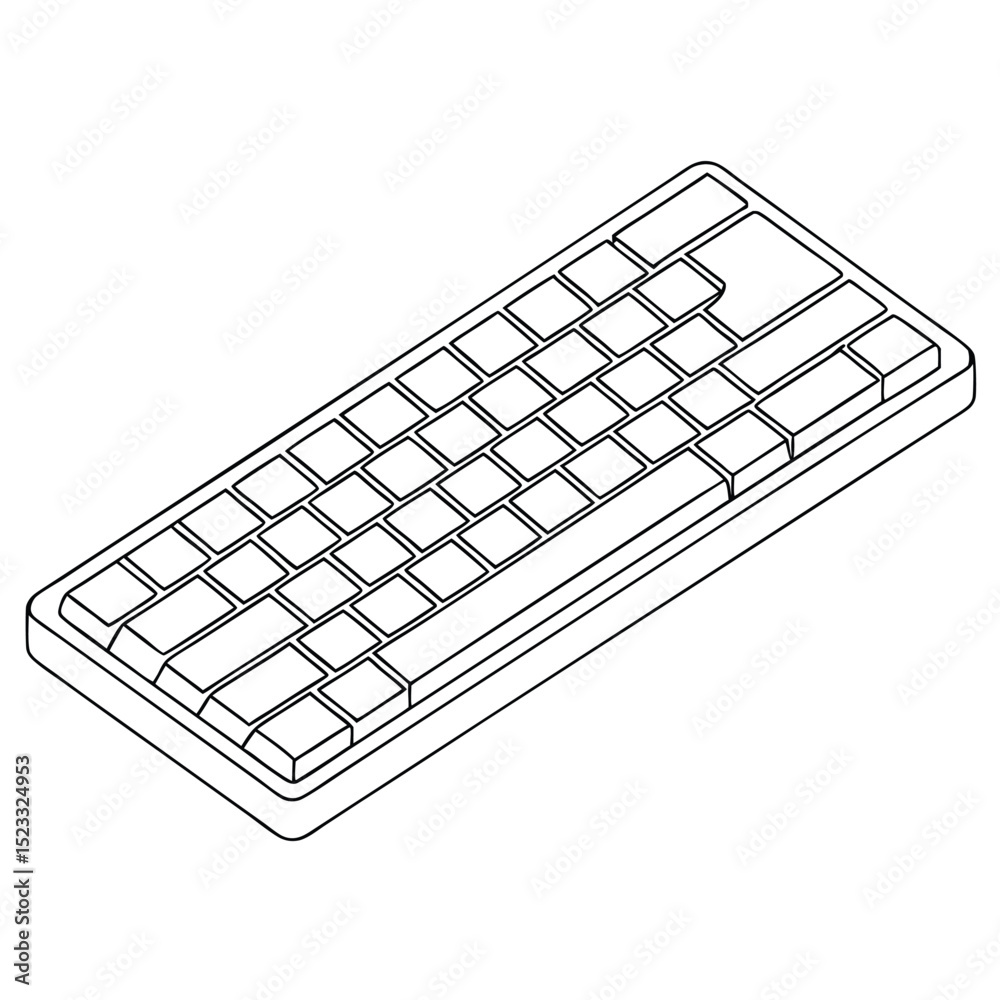 Fototapete isometric view black and white keyboard layout for computer and electronic design