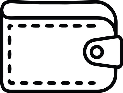 Minimalist black silhouette outline icon design of a wallet for financial security - Powered by Adobe