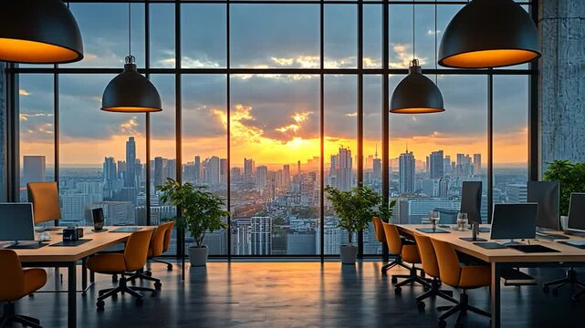 Stunning Sunset View from Modern Office