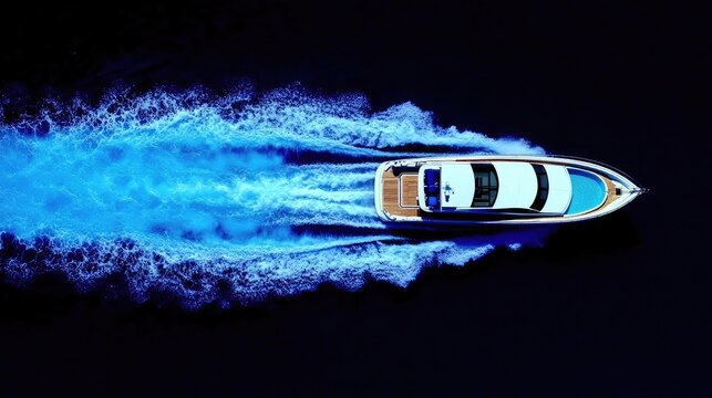 Luxurious yacht cutting through the water