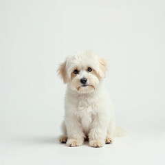 Fototapeta premium Soft Gaze of a Fluffy White Puppy 
