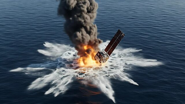 Spacecraft impact and explosion in water