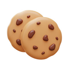 Fototapeta premium Delicious 3D rendered chocolate chip cookies isolated on a white background for food concept