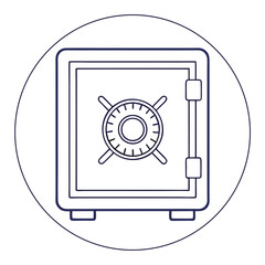 Secure and protected digital illustration of a classic bank vault safe icon