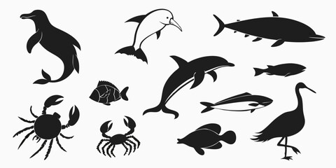 Obraz premium set of vector animals silhouettes