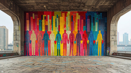 Harmony in Diversity: Vibrant City Mural Celebrating Unity