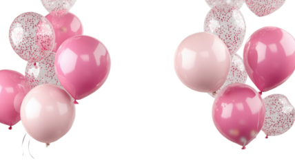  Pink and Brown Balloons with Glossy Surface and Festive Celebration Style Isolated on White Background