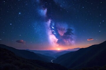 Fototapeta premium Awe-inspiring vista of a breathtaking starry night sky, brimming with countless stars and celestial wonders Perfect for astronomy, travel, and nature projects , light, astrophysics