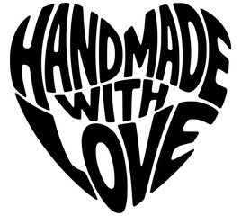 Obraz premium Handmade with Love text arranged in the shape of a heart