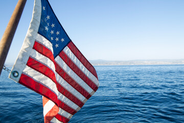american flag on the sea