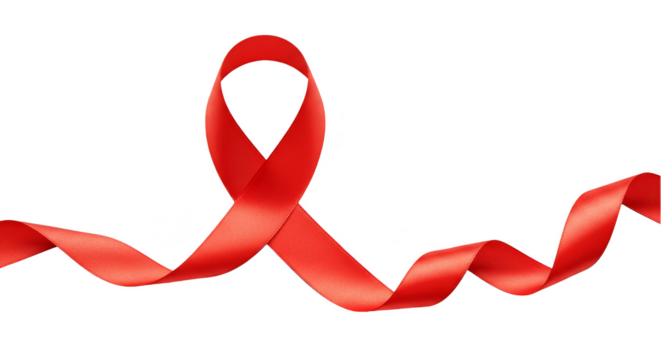Aids Awareness Red Ribbon Symbol on a Transparent Background Png