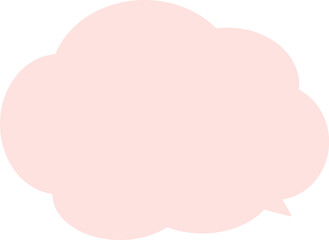 ピンク色の雲の形のかわいい吹き出し。落ち着いた色。使いやすくてかわいいデザイン。