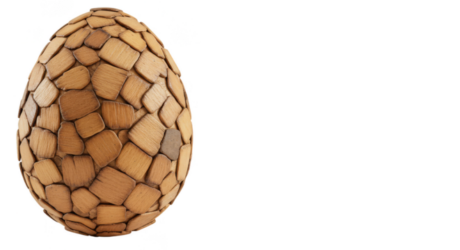 3D Easter Textured Egg Illustration Ornate Pattern in Brown Background