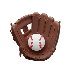 3d Illustration of Baseball Glove Holding Ball Isolated On Background