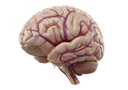 3d Illustration of Human Brain Anatomy Medical Structure with Vessels - Powered by Adobe