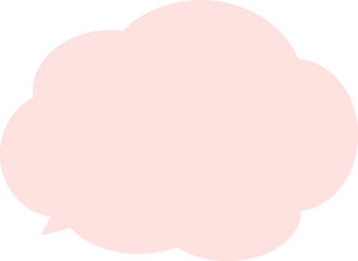 ピンク色の雲の形のかわいい吹き出し。落ち着いた色。使いやすくてかわいいデザイン。