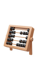 3D Rendered Abacus Counting Tool with Black Beads on Transparent Background