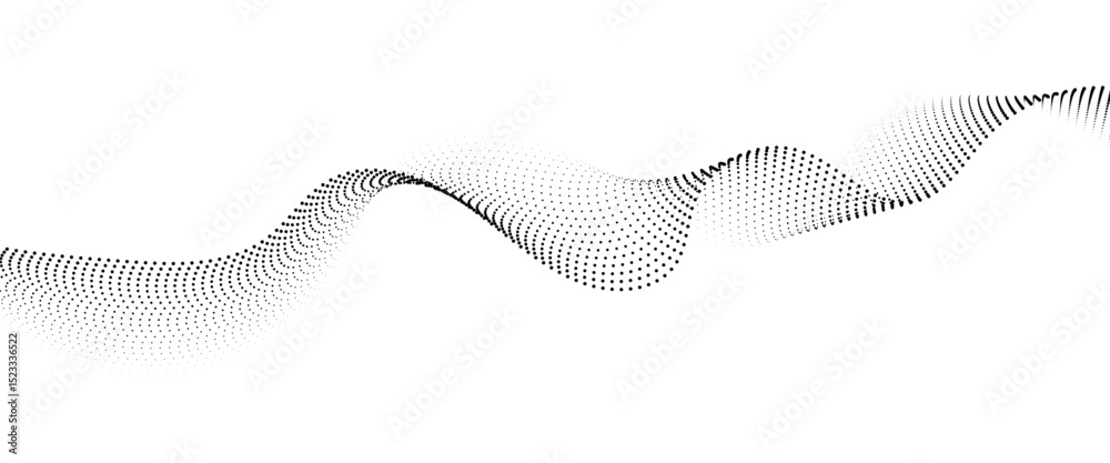Poster Flowing Dot Wave halftone gradient pattern on transparent background	