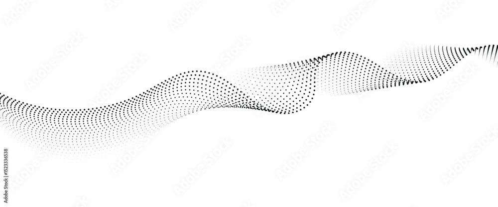 Poster Flowing Dot Wave halftone gradient pattern on transparent background	