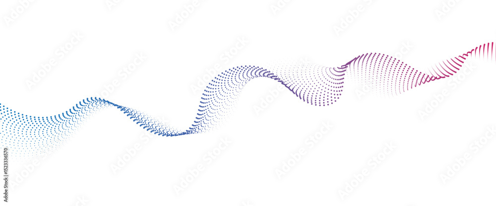 Fototapete flowing dot wave halftone gradient pattern on transparent background