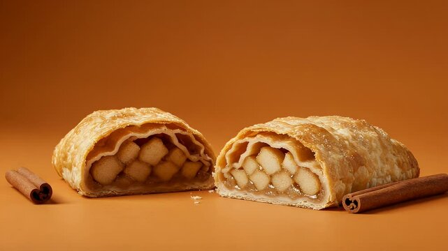 Apple strudel dessert pastry closeup