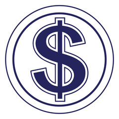 Obraz premium Stylized dollar sign emblem in a circle simple business and financial concept