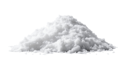 Fresh White Pile of Snow with Soft Fluffy Texture and Natural Winter Appearance Isolated on White Background