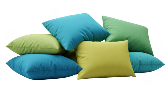 3D Rendering Pile of Cushions Home Decor Isolated Transparent Background