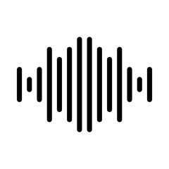 Black Audio Waveform Icon on White Background in Minimalist Style for Digital and Creative Projects
