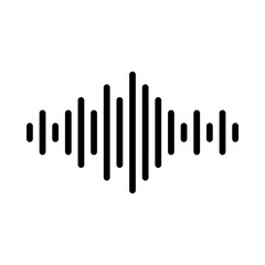 Black Audio Waveform Icon on White Background in Minimalist Style for Digital and Creative Projects