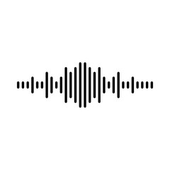 Black Audio Waveform Icon on White Background in Minimalist Style for Digital and Creative Projects