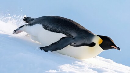 Fototapeta premium A penguin walking on snow