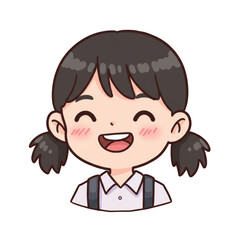 Fototapeta premium Illustration of a Happy Schoolgirl with Ponytails Isolated on Transparent