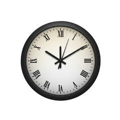 Classic Analog Clock Telling Time in White Face Black Frame Illustration
