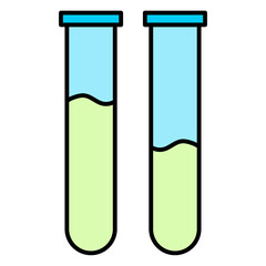 Test Tube Laboratory Glassware Icon Set Chemical Experiment Science Research Outline Filled Flat Design Symbol Isolated