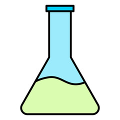 Erlenmeyer Flask Laboratory Glassware Icon Vector Chemical Experiment Science Research Outline Filled Flat Design Symbol Isolated