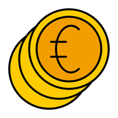 Euro Coins Stack Money Currency Icon Vector Financial Savings Investment Business Outline Filled Flat Design Symbol Isolated