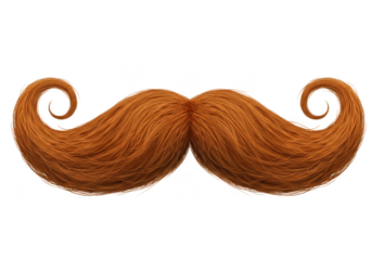 Illustration of Brown Curly Moustache Isolated on Transparent Background