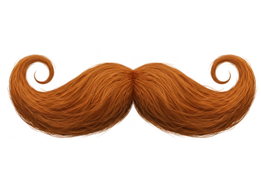 Illustration of Brown Curly Moustache Isolated on Transparent Background