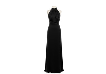 Elegant Black Gown Long Formal Dress Isolated Fashion Photo on White