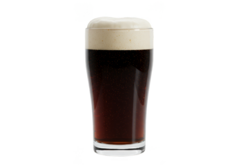 Illustration of Dark Beer in Glass with Foam Transparent Background