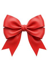 Illustration of Elegant Red Ribbon Bow Decoration on Transparent Backdrop