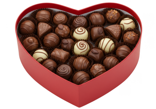 Box of Chocolates Assortment Heart Shaped Isolated Treat For Valentine